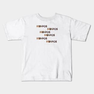 Hippos hippos hippos hippos - wildlife oil painting word art Kids T-Shirt